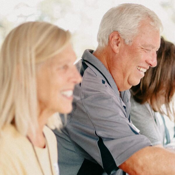 Volunteers socializing at a church event