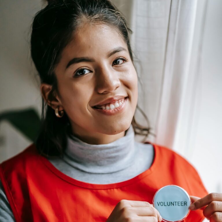Smiling volunteer