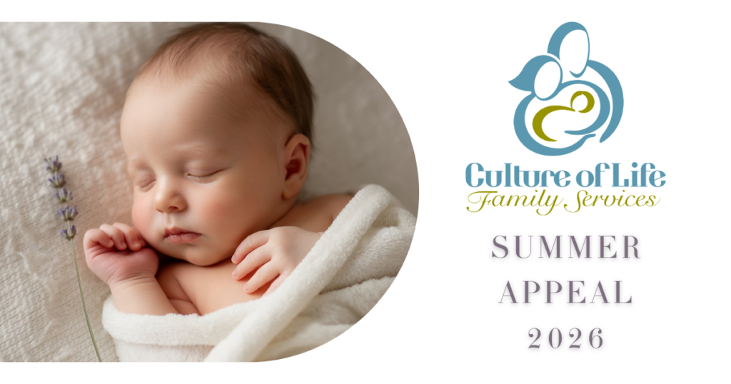 Sleeping baby with COLFS logo and "Summer Appeal 2026" text